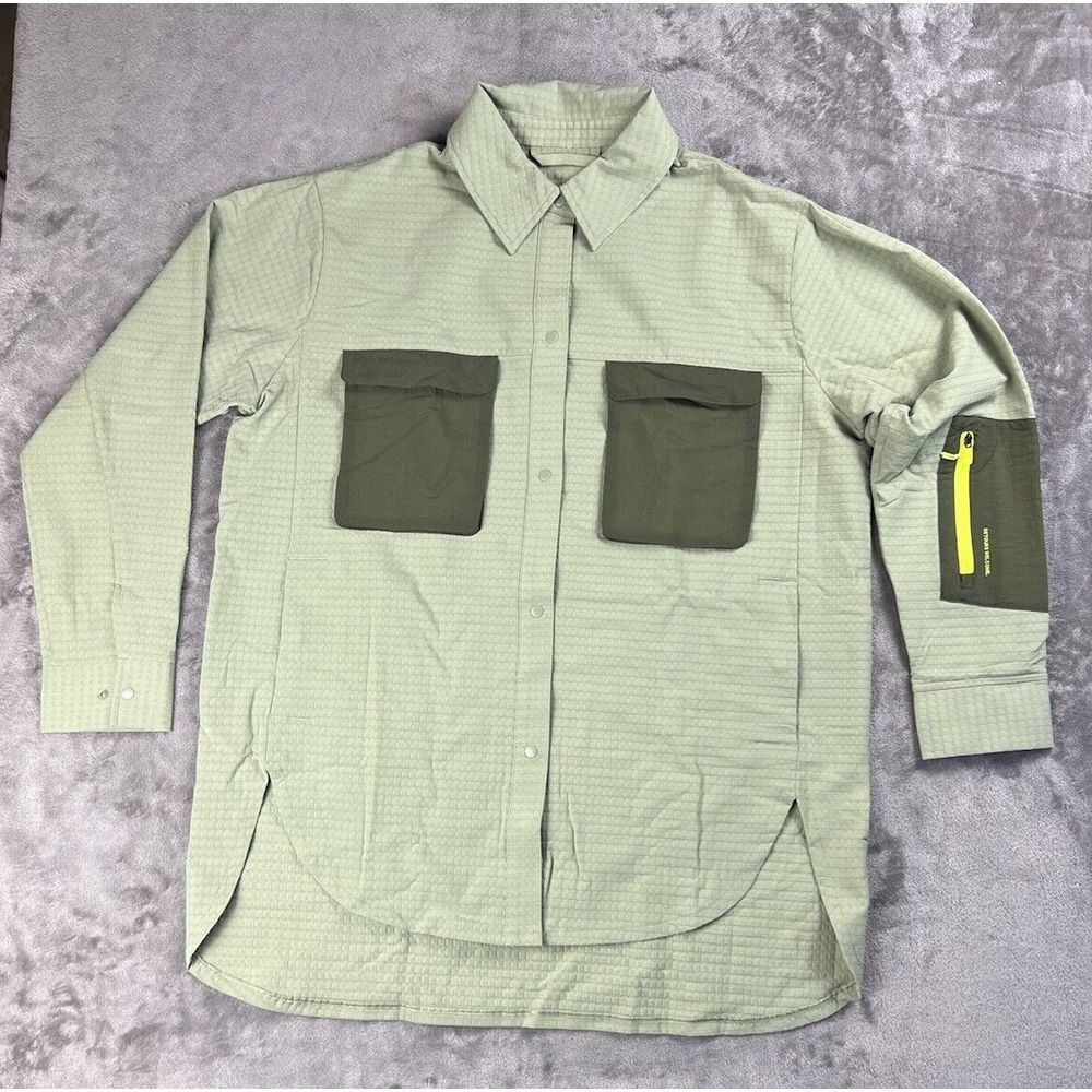 Lululemon Grid Fleece‎ Hiking Overshirt Women's 12 Laurel Green/Medium Olive